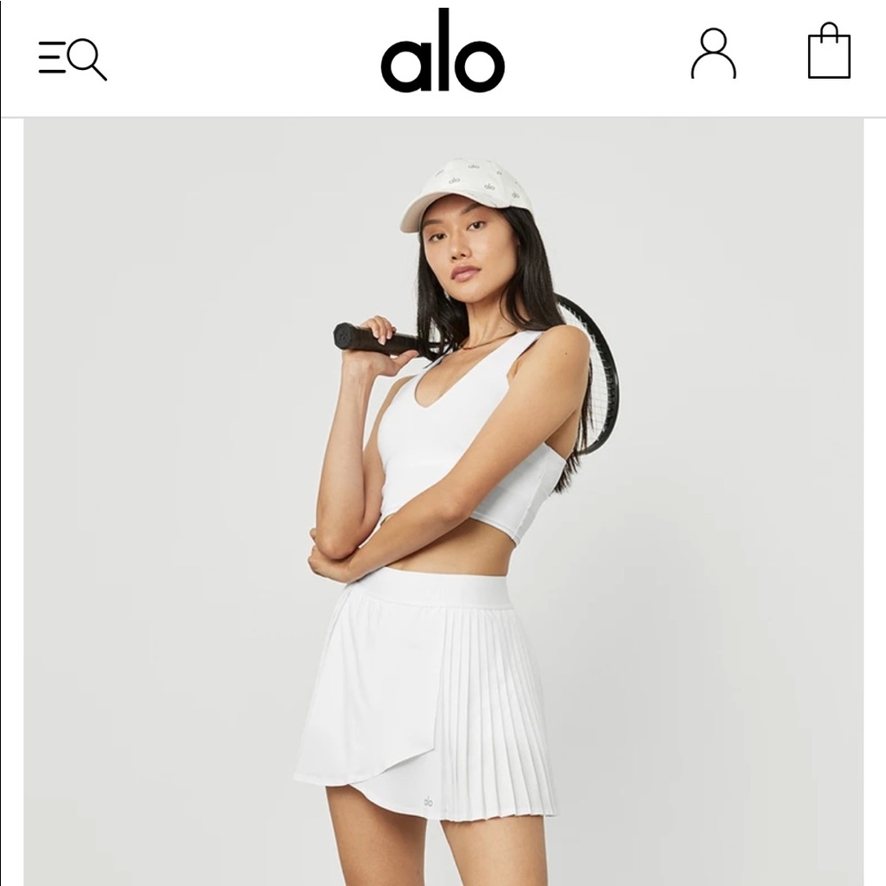 NWT White Aloyoga Aces Tennis Skirt Pleated Skirt